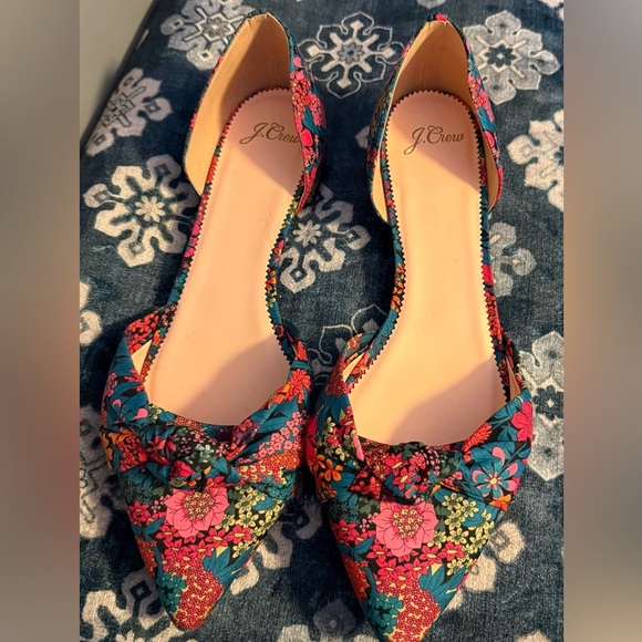 J crew pointed toe knot flats mixed liberty floral print size 10 new - Picture 3 of 4